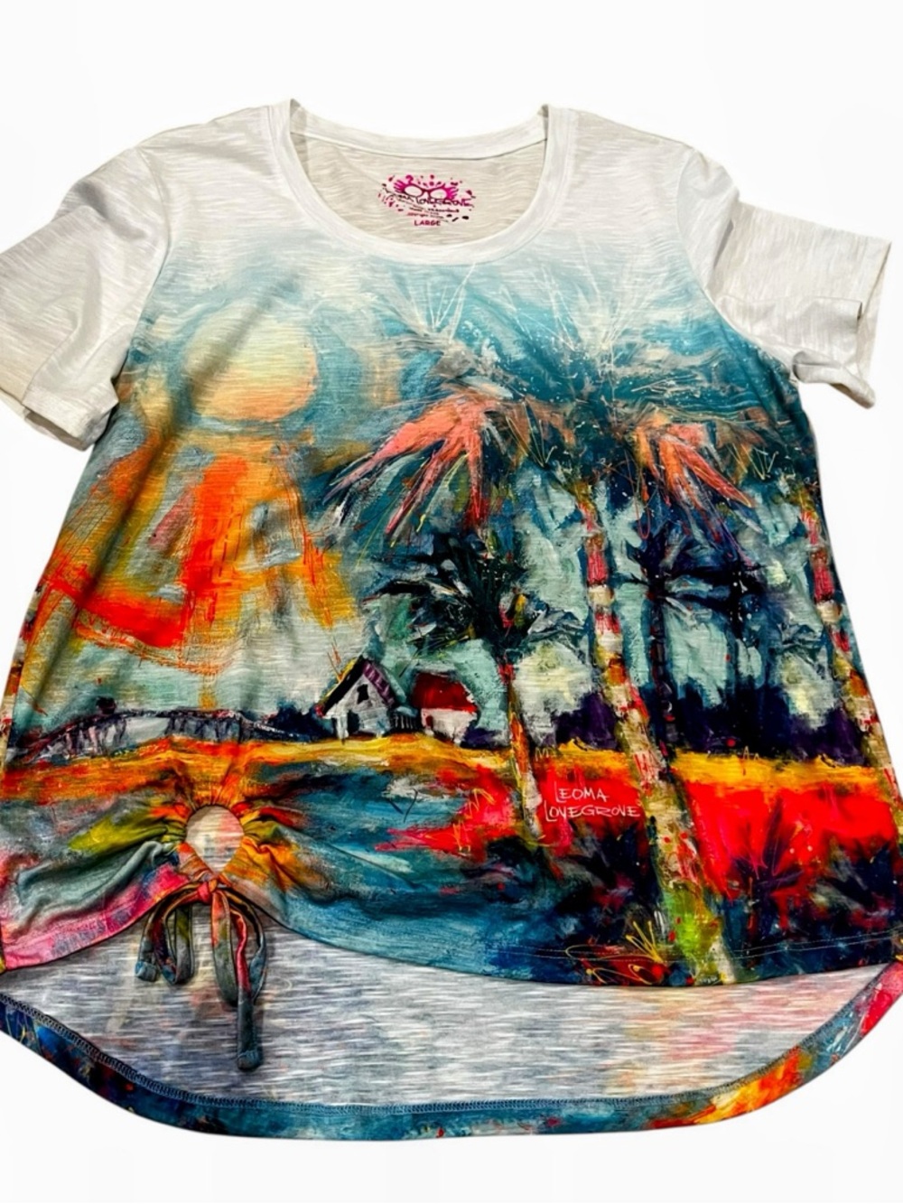 Leoma lovegrove wearable art beach watercolor t-shirt tunic top large L